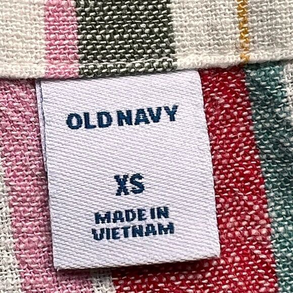 Old Navy Sleeveless Striped Linen Blend Colorful V-Neck Midi Tank Dress. XS. NEW - Picture 6 of 9